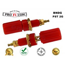 BNDG PST 2G RED Pro.fi.con golden plated banana female terminal οικονομική επίχρυση θηλυκή μονωμένη υποδοχή μπανάνας φις σασί κόκκινου χρώματος